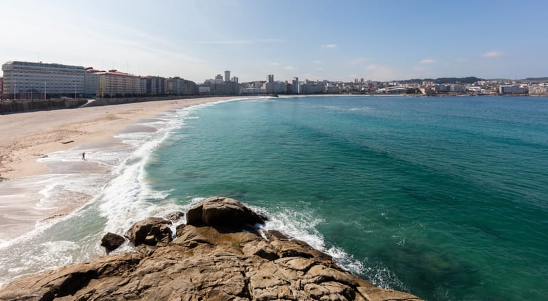 Riazor beach on the Atlantic at La Coruña