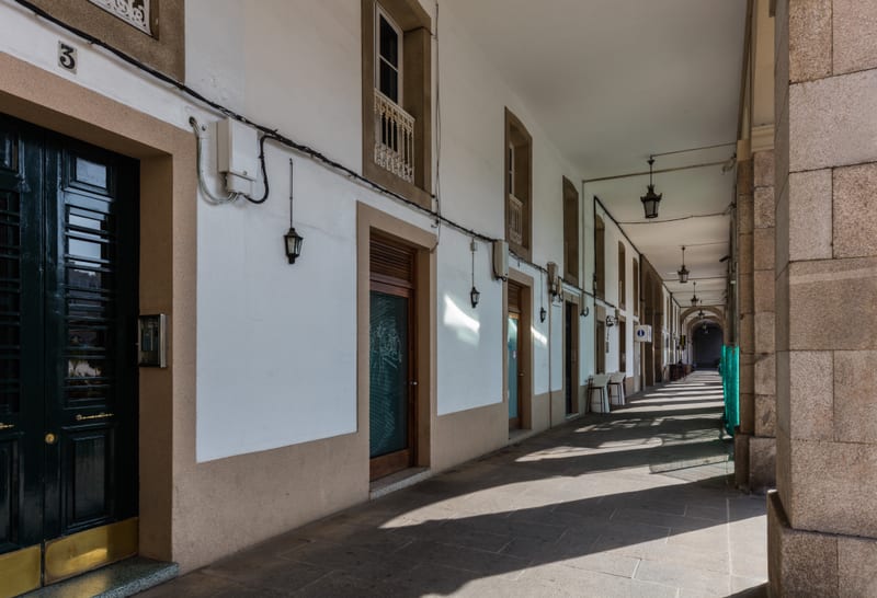 María Pita Square and granite arcades in La Coruña